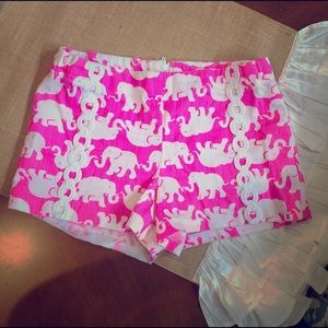 girls Lilly Pulitzer Seeing Pink Elephants Shorts